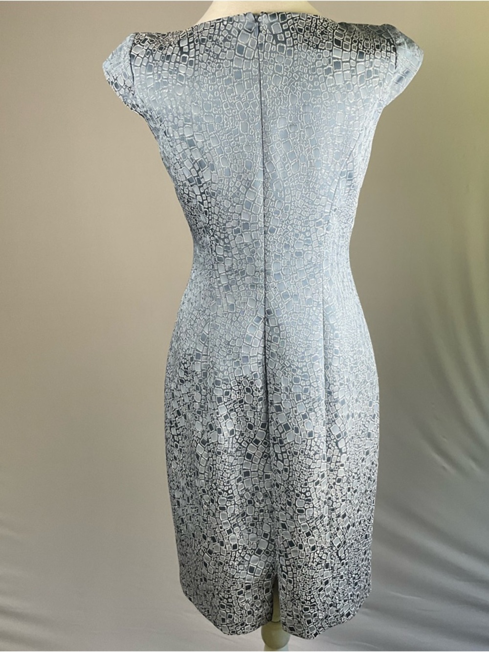 Wedding Guest Blue Sheath Dress Ruched Cocktail Size 4 Kay Unger Elegant - Picture 13 of 16